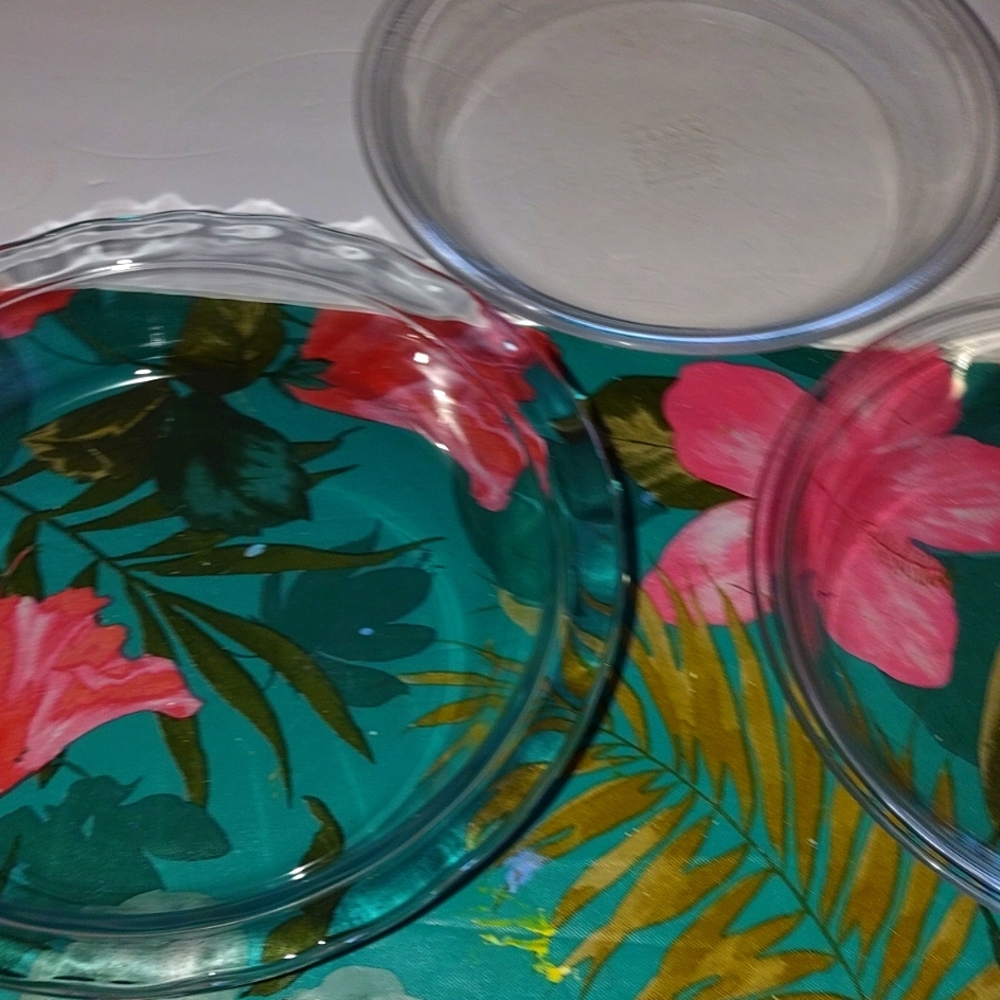 A variety of Pyrex pie plates